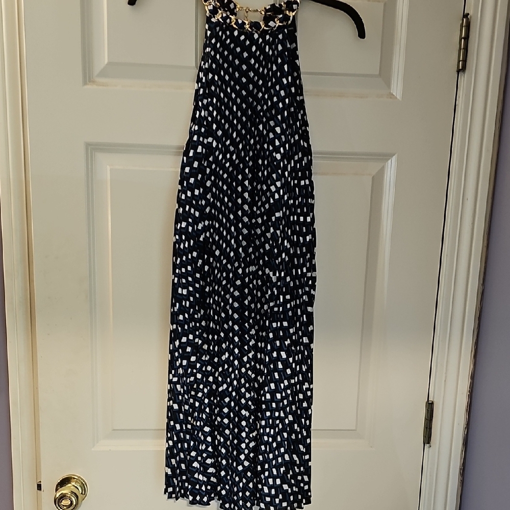 NWT Geometric Pattern Dress in Black, White, and Blue